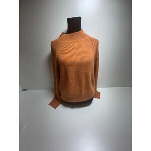 Olive & Leaf Womens Sz Large Cropped Knit Long Sleeve Sweater Rust Oversized